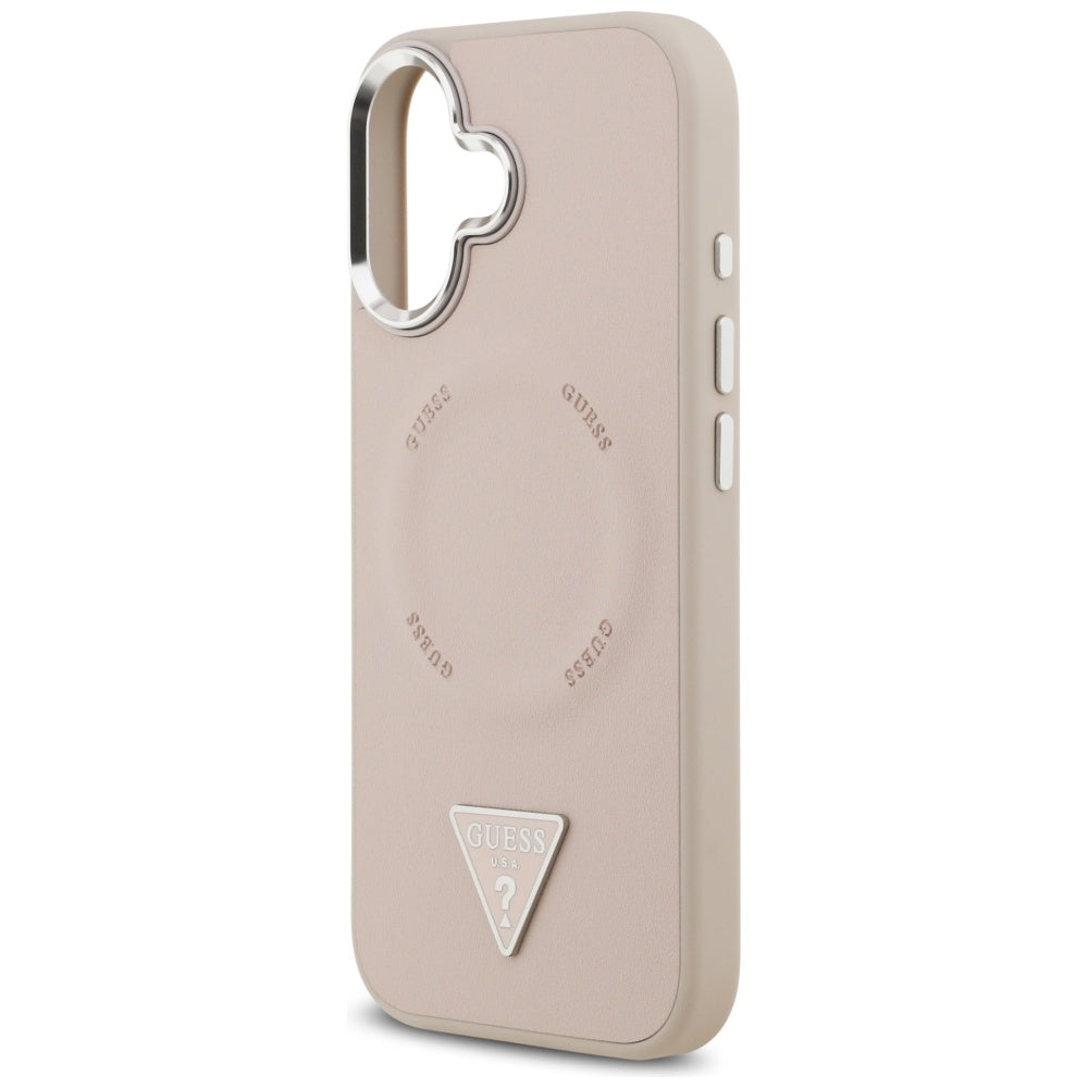 MagSafe Hülle für Apple iPhone 17, Guess, Triangle Logo, Rosa Silber