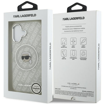 MagSafe Hülle für Apple iPhone 17, Karl Lagerfeld, IML Karl`s Head, Grau