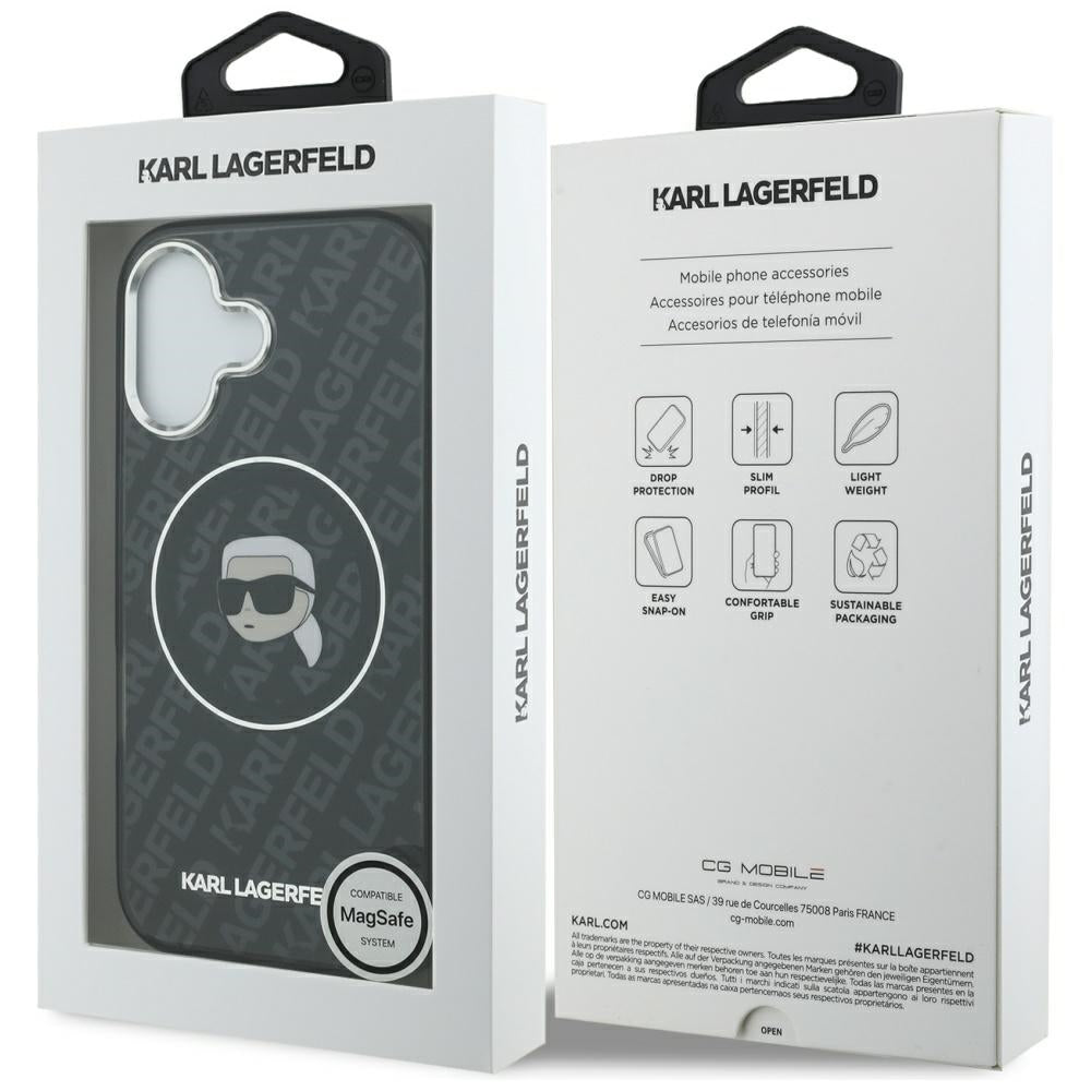 MagSafe Hülle für Apple iPhone 17, Karl Lagerfeld, IML Karl`s Head, Schwarz