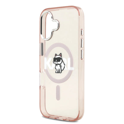 MagSafe Case for Apple iPhone 17, Karl Lagerfeld, IML Sketch Logo Choupette, Pink