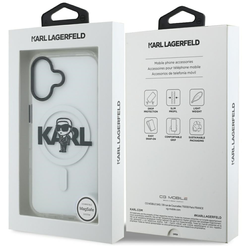 MagSafe Hülle für Apple iPhone 17, Karl Lagerfeld, IML Sketch Logo Karl, Transparent