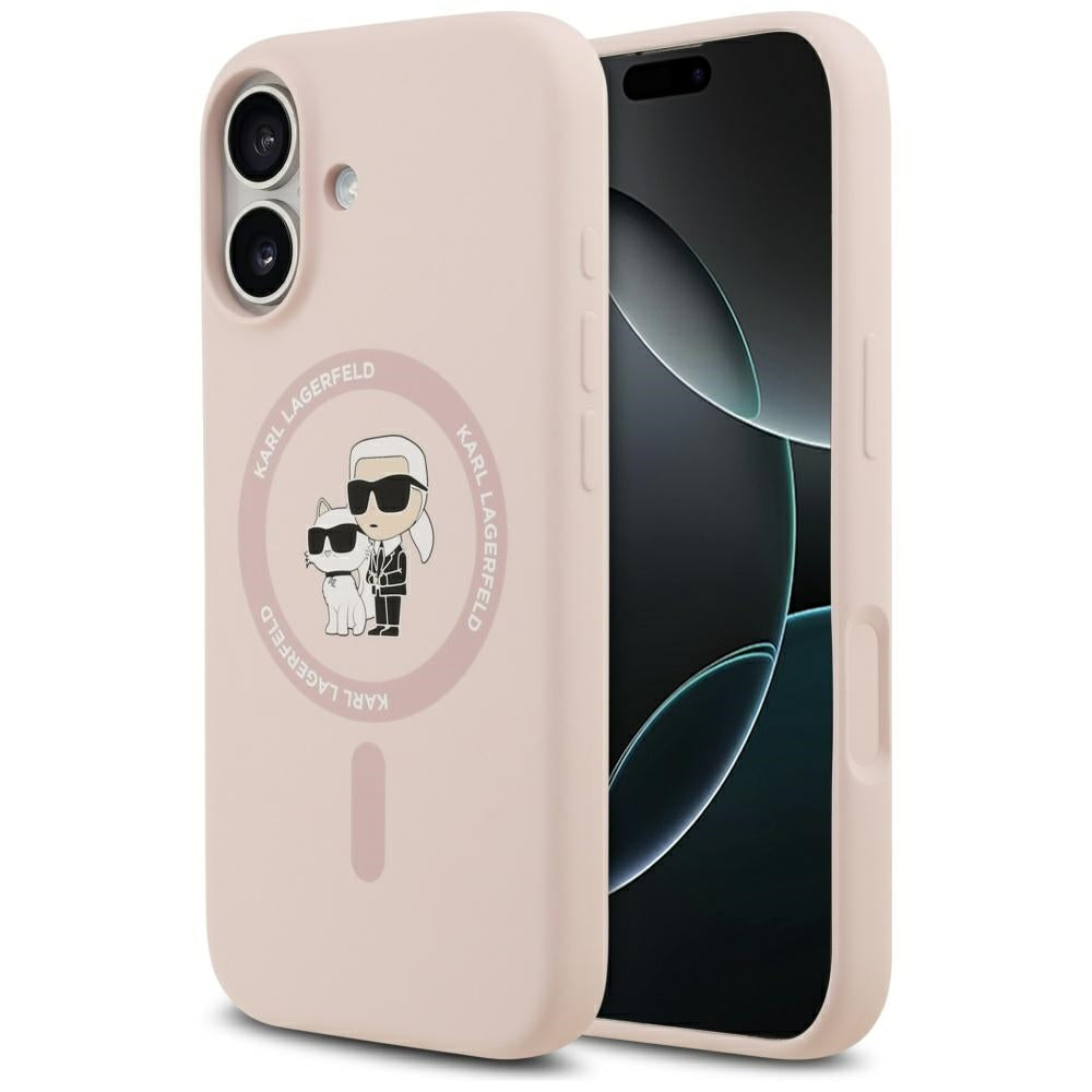 MagSafe Hülle für Apple iPhone 17, Karl Lagerfeld, Ring Karl & Choupette, Rosa