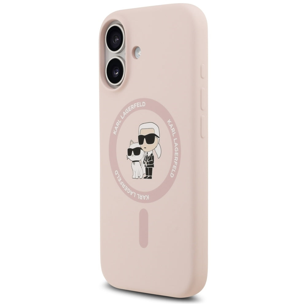 MagSafe Hülle für Apple iPhone 17, Karl Lagerfeld, Ring Karl & Choupette, Rosa
