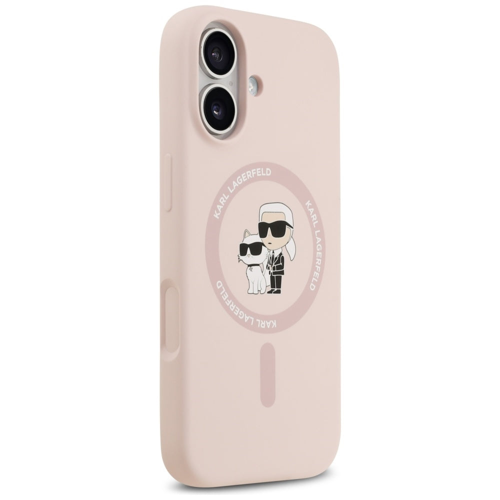 MagSafe Hülle für Apple iPhone 17, Karl Lagerfeld, Ring Karl & Choupette, Rosa