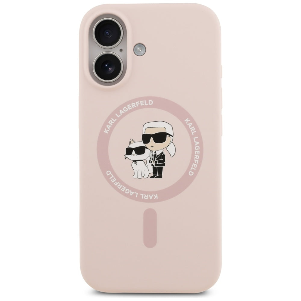 MagSafe Hülle für Apple iPhone 17, Karl Lagerfeld, Ring Karl & Choupette, Rosa