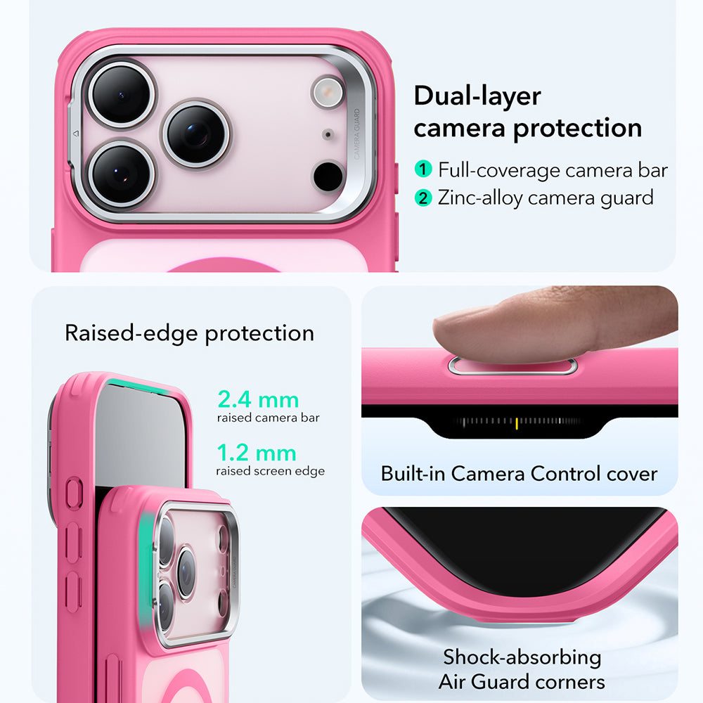 MagSafe Hülle für Apple iPhone 17 Pro, ESR, Classic Hybrid Kickstand, Satinrosa