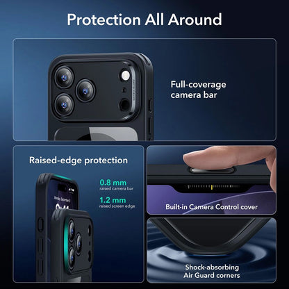 MagSafe Hülle für Apple iPhone 17 Pro, ESR, Classic Hybrid mit Displayschutz, Transparent Schwarz