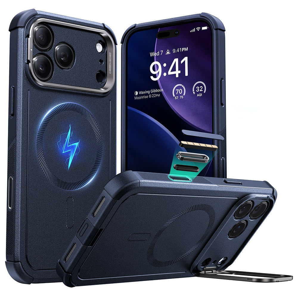 MagSafe Hülle für Apple iPhone 17 Pro, ESR, Cyber Armor Kickstand, Blau