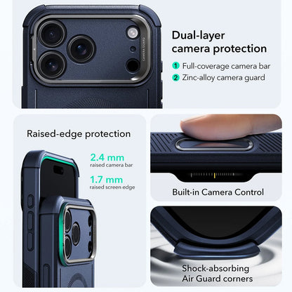 MagSafe Hülle für Apple iPhone 17 Pro, ESR, Cyber Armor Kickstand, Blau