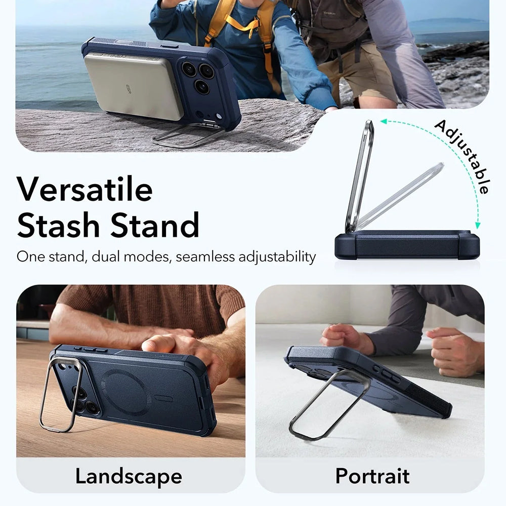 MagSafe Hülle für Apple iPhone 17 Pro, ESR, Cyber Armor Kickstand, Blau