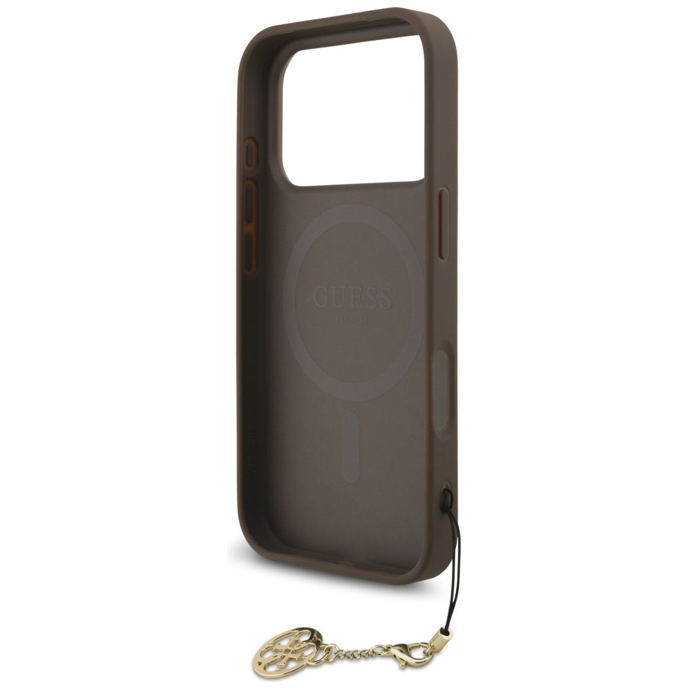 MagSafe Hülle für Apple iPhone 17 Pro, Guess, 4G Charm Cradle, Braun