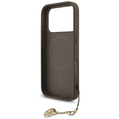 MagSafe Hülle für Apple iPhone 17 Pro, Guess, 4G Charm Cradle, Braun