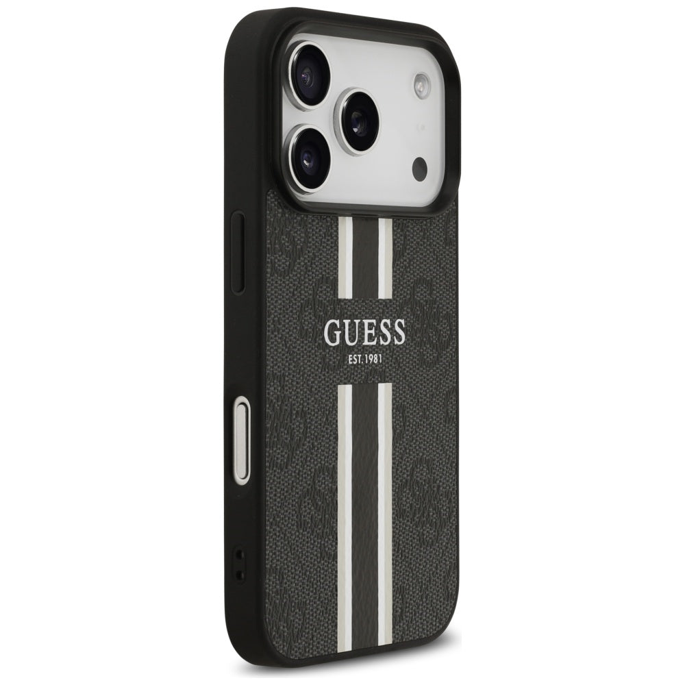 MagSafe Hülle für Apple iPhone 17 Pro, Guess, 4G Printed Stripes, Schwarz