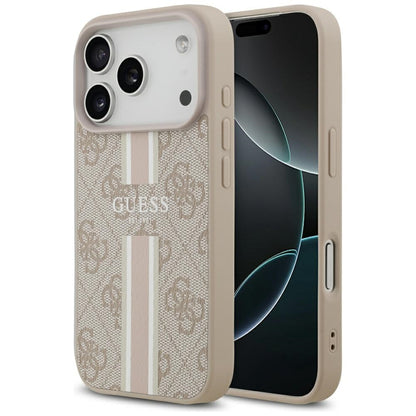 MagSafe Hülle für Apple iPhone 17 Pro, Guess, 4G Printed Stripes, Rosa