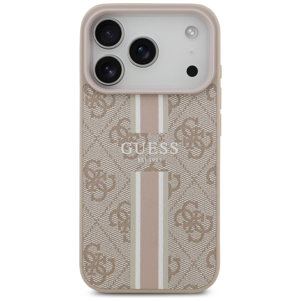 MagSafe Hülle für Apple iPhone 17 Pro, Guess, 4G Printed Stripes, Rosa