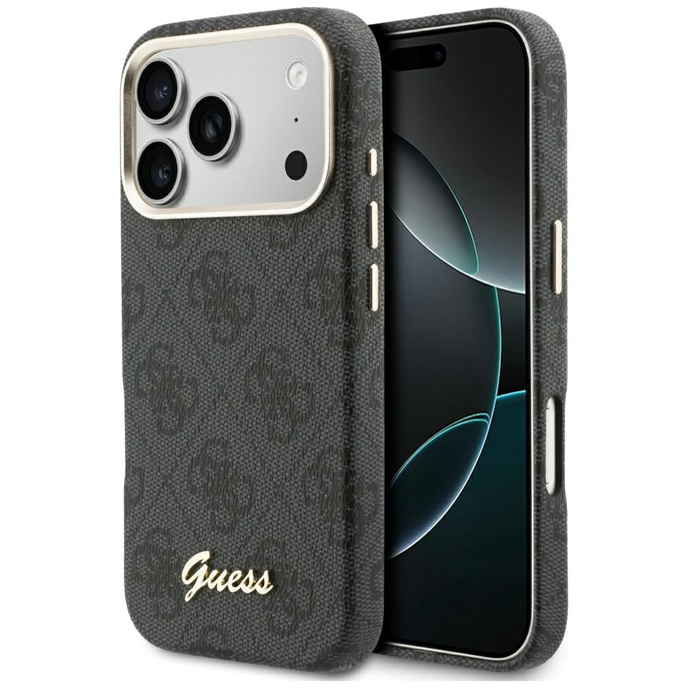 MagSafe Hülle für Apple iPhone 17 Pro, Guess, 4G Script Logo, Schwarz