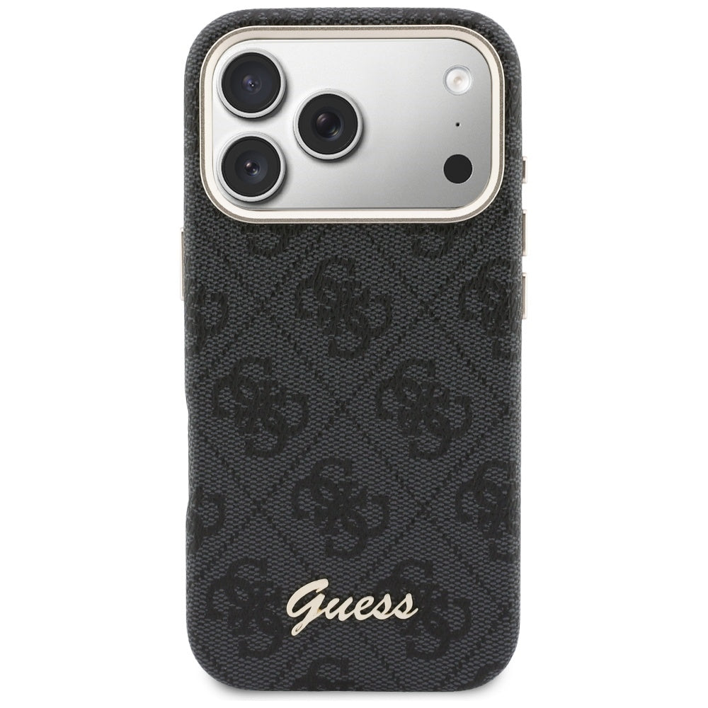MagSafe Hülle für Apple iPhone 17 Pro, Guess, 4G Script Logo, Schwarz