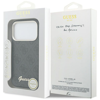MagSafe Hülle für Apple iPhone 17 Pro, Guess, 4G Script Logo, Schwarz
