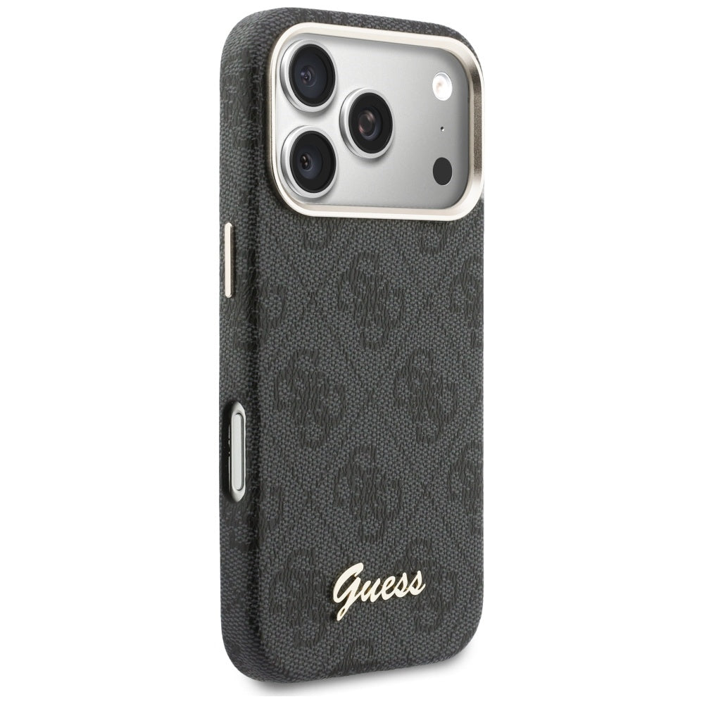 MagSafe Hülle für Apple iPhone 17 Pro, Guess, 4G Script Logo, Schwarz