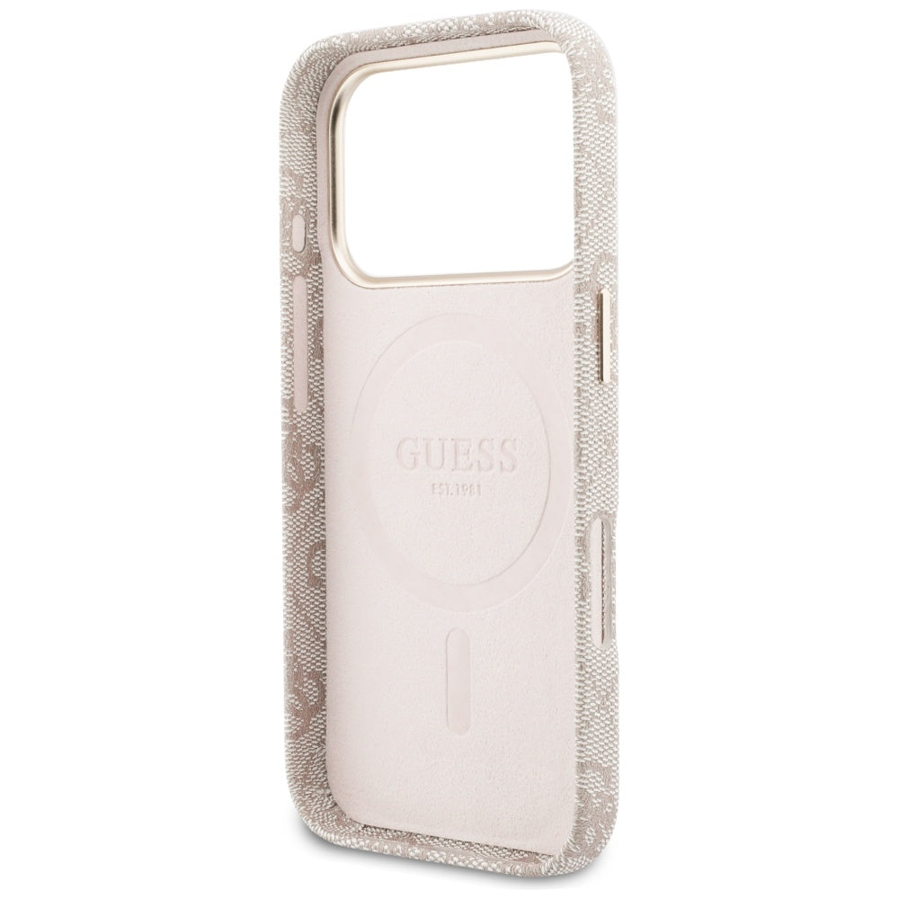 MagSafe Hülle für Apple iPhone 17 Pro, Guess, 4G Script Logo, Rosa