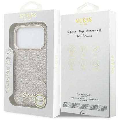 MagSafe Hülle für Apple iPhone 17 Pro, Guess, 4G Script Logo, Rosa