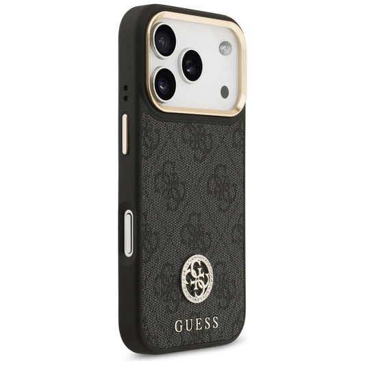MagSafe Hülle für Apple iPhone 17 Pro, Guess, 4G Strass Logo mit großem Band, Schwarz