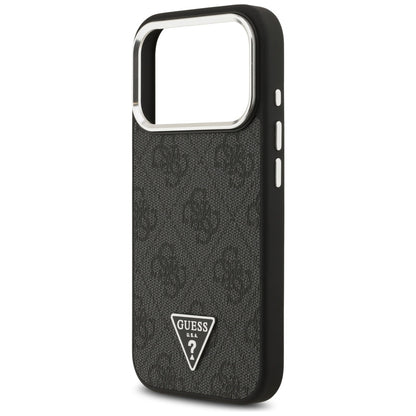 MagSafe Hülle für Apple iPhone 17 Pro, Guess, 4G Triangle Logo, Schwarz Silbern
