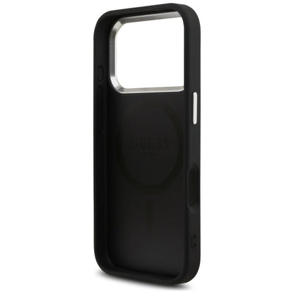 MagSafe Hülle für Apple iPhone 17 Pro, Guess, 4G Triangle Logo, Schwarz Silbern
