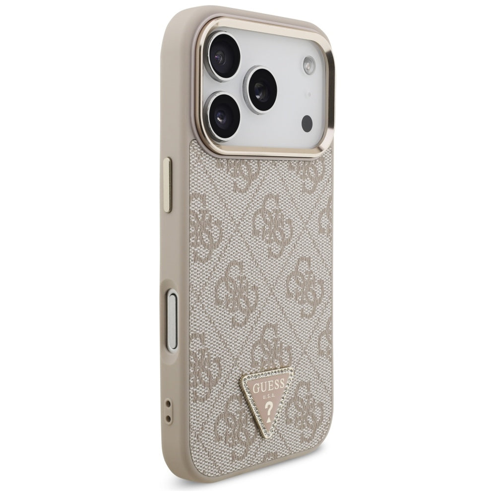 MagSafe Hülle für Apple iPhone 17 Pro, Guess, 4G Triangle Logo, Roségold