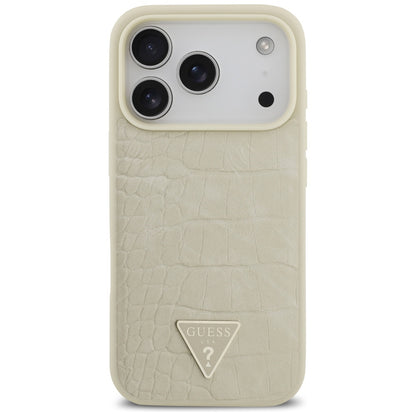 MagSafe Hülle für Apple iPhone 17 Pro, Guess, Croco Triangle Logo, Gold