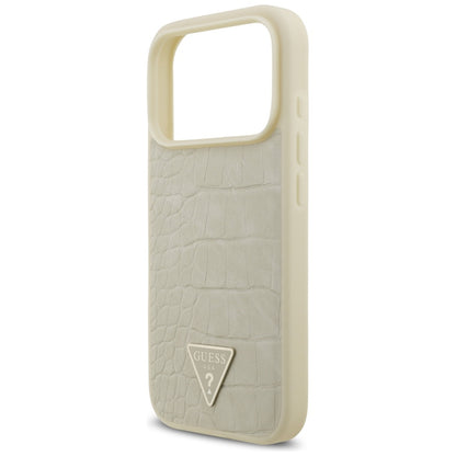 MagSafe Hülle für Apple iPhone 17 Pro, Guess, Croco Triangle Logo, Gold