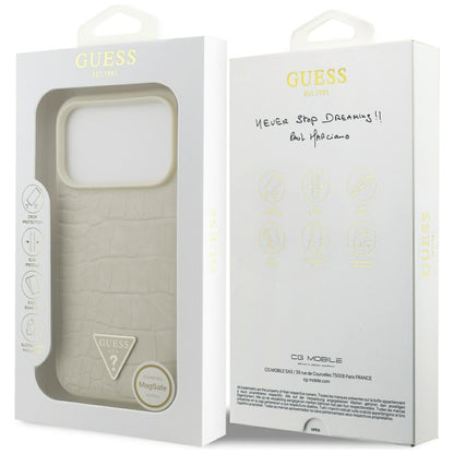 MagSafe Hülle für Apple iPhone 17 Pro, Guess, Croco Triangle Logo, Gold