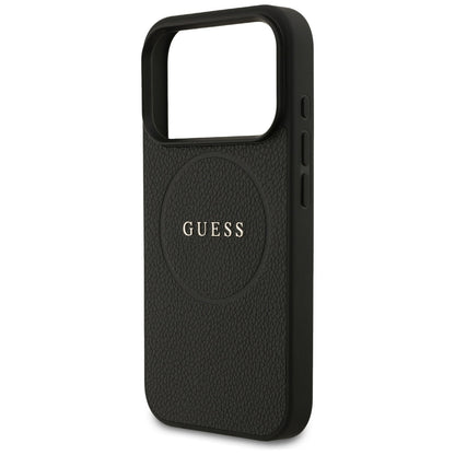 MagSafe Hülle für Apple iPhone 17 Pro, Guess, Grained Gold Ring, Schwarz