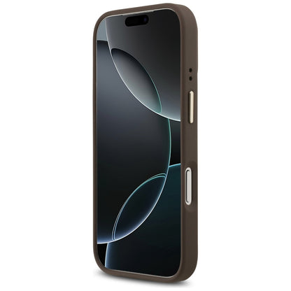 MagSafe Hülle für Apple iPhone 17 Pro, Guess, Grained Strass Logo, Braun