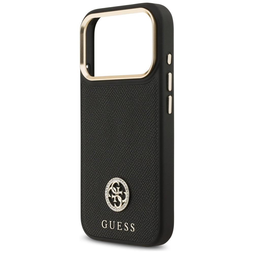MagSafe Case for Apple iPhone 17 Pro, Guess, Grained Strass Logo, Black