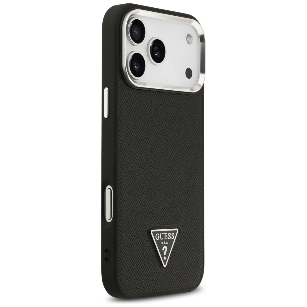 MagSafe Hülle für Apple iPhone 17 Pro, Guess, Grained Triangle Logo, Schwarz