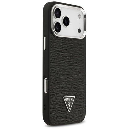 MagSafe Hülle für Apple iPhone 17 Pro, Guess, Grained Triangle Logo, Schwarz