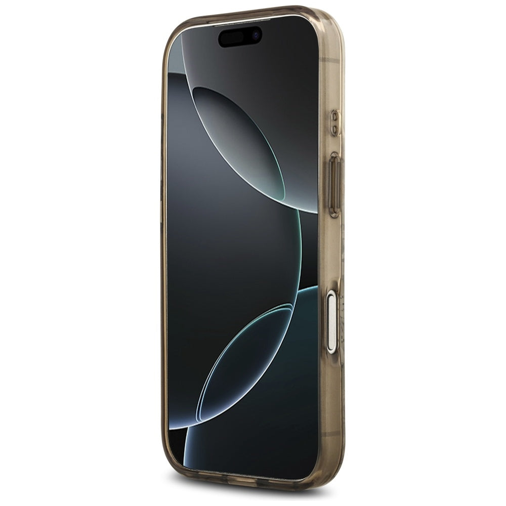 MagSafe Hülle für Apple iPhone 17 Pro, Guess, IML Flower and Tonal Circle, Braun