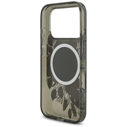 MagSafe Hülle für Apple iPhone 17 Pro, Guess, IML Flowers with Pearl Strap, Schwarz