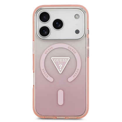 MagSafe Hülle für Apple iPhone 17 Pro, Guess, IML Gradient Triangle Logo, Rosa