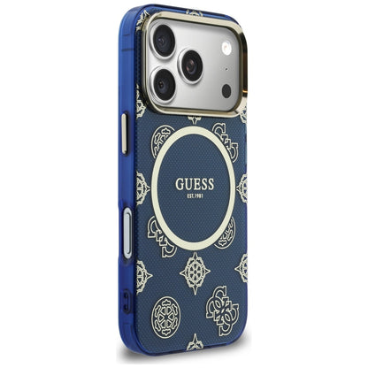 MagSafe Hülle für Apple iPhone 17 Pro, Guess, IML Peony Dot, Blau