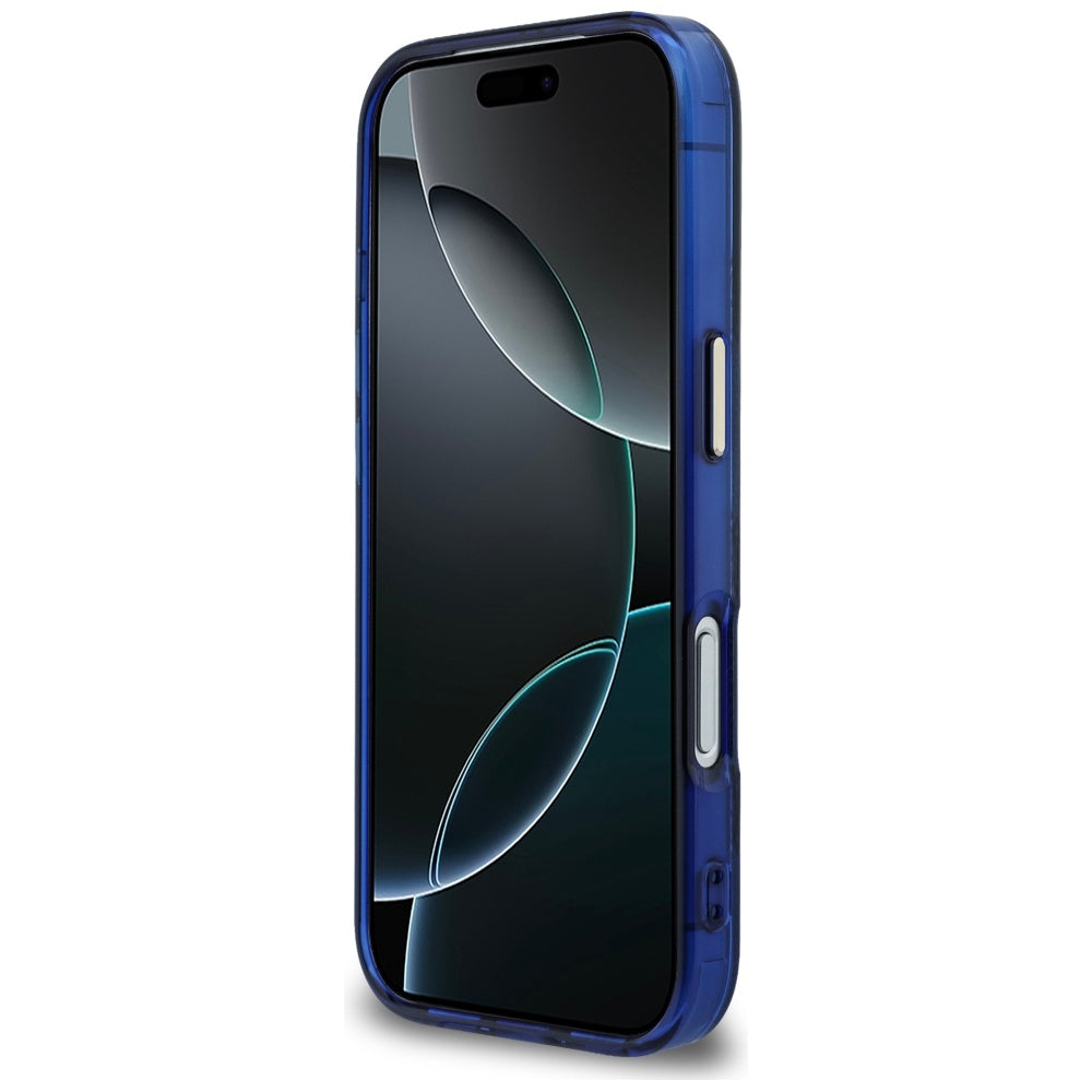 MagSafe Hülle für Apple iPhone 17 Pro, Guess, IML Peony Dot, Blau