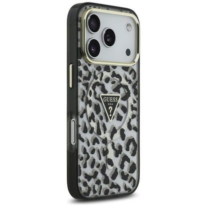 MagSafe Hülle für Apple iPhone 17 Pro, Guess, Leopard Glitter, Schwarz