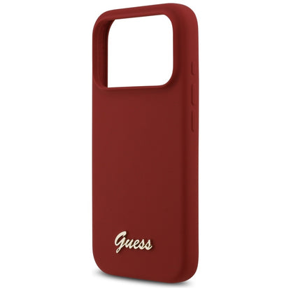 MagSafe Hülle für Apple iPhone 17 Pro, Guess, Script Metal Logo, Rosa