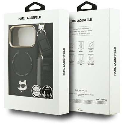 MagSafe Hülle für Apple iPhone 17 Pro, Karl Lagerfeld, Big Strap Choupette Metal Logo, Schwarz