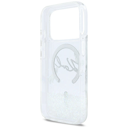 MagSafe Hülle für Apple iPhone 17 Pro, Karl Lagerfeld, Glitter Karl Script Logo, Transparent