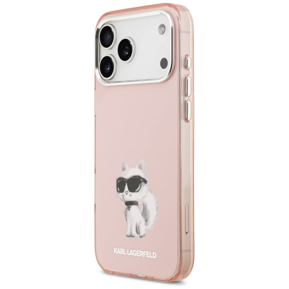 MagSafe Hülle für Apple iPhone 17 Pro, Karl Lagerfeld, IML Aquarelle Logo Choupette, Rosa