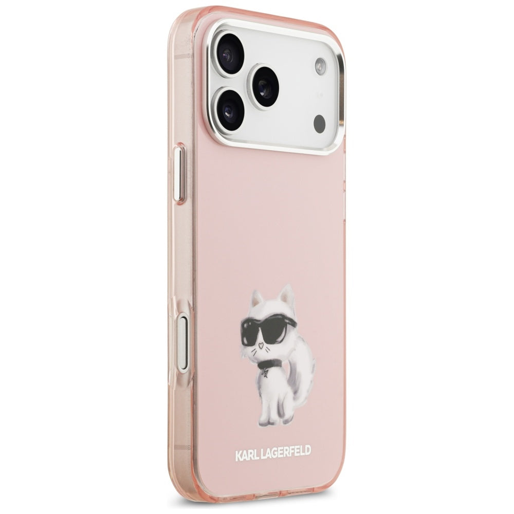 MagSafe Hülle für Apple iPhone 17 Pro, Karl Lagerfeld, IML Aquarelle Logo Choupette, Rosa