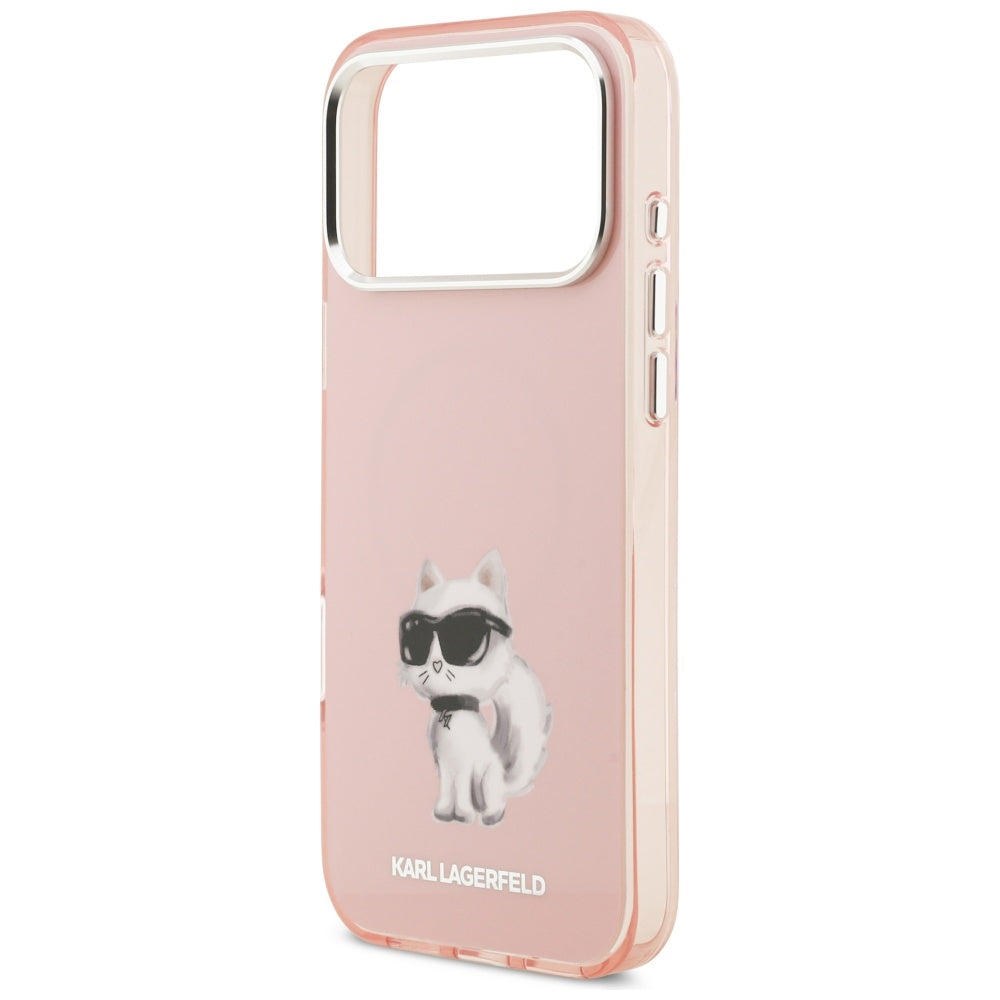 MagSafe Hülle für Apple iPhone 17 Pro, Karl Lagerfeld, IML Aquarelle Logo Choupette, Rosa