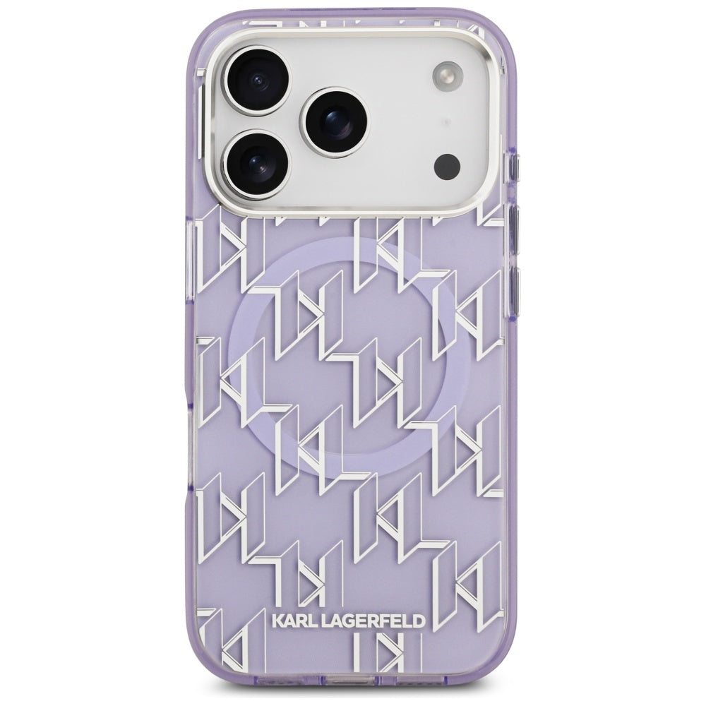 MagSafe Hülle für Apple iPhone 17 Pro, Karl Lagerfeld, IML KL Monogram, Lila